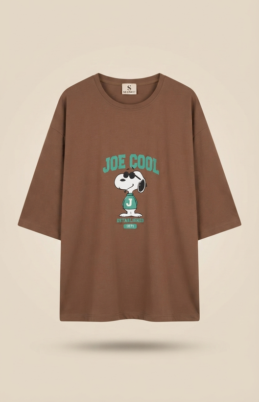 تیشرت باکسی قهوه ای طرح اسنوپی joecool